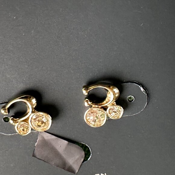 COACH SIGNATURE "C" CRYSTAL STUD EARRINGS:NWT GOLD/CLEAR C9450 - Picture 8 of 10